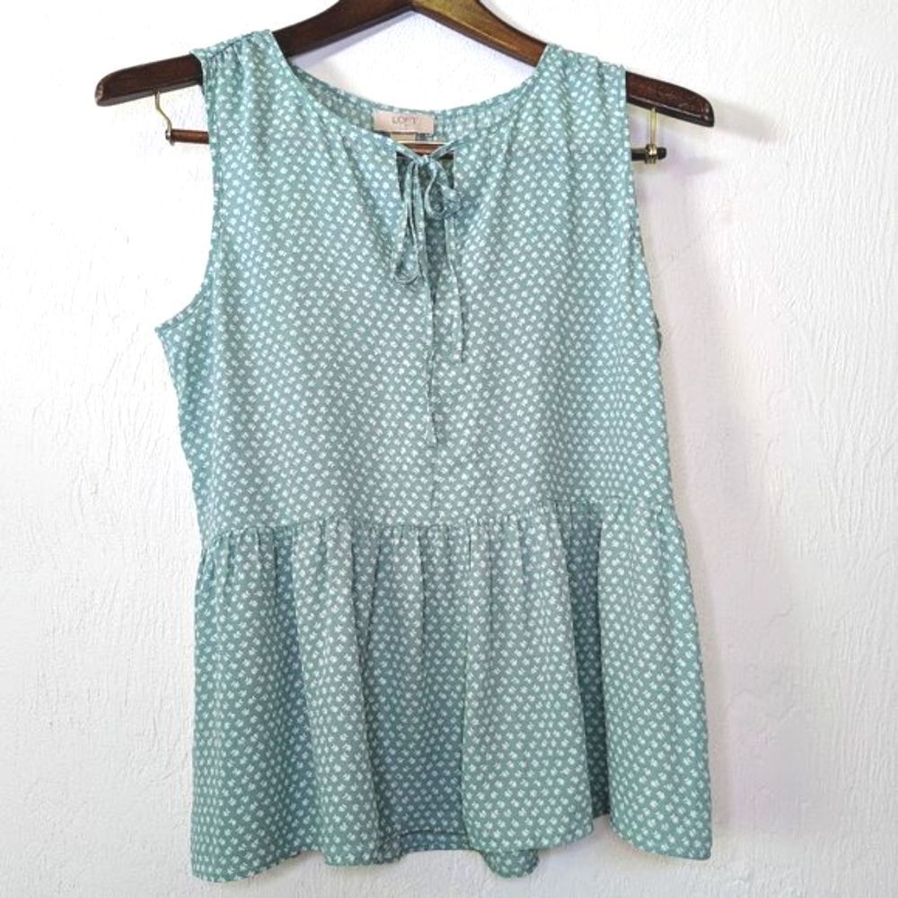 LOFT Outlet Mint green floral ruffle sleeveless top Size MP